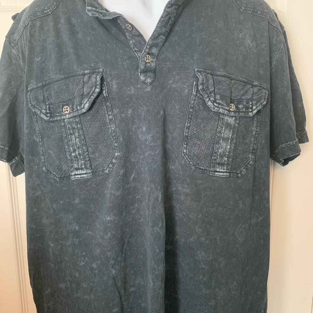 Affliction XXL distressed black T-shirt.